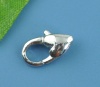 Picture of Zinc Based Alloy Lobster Clasps Heart Silver Tone 12mm x 7mm, 30 PCs