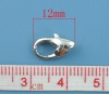 Picture of Zinc Based Alloy Lobster Clasps Heart Silver Tone 12mm x 7mm, 30 PCs