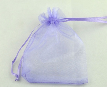 Picture of Organza Jewelry Bags Drawstring Rectangle Purple 16cm x13cm(6 2/8" x5 1/8"), 50 PCs