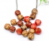 Picture of Wood European Style Large Hole Charm Beads Barrel Mixed Pattern 12x11mm, Hole: Approx 4.8mm, 100 PCs