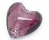 Picture of Lampwork Glass Loose Beads Heart Purple Pattern Foil About 20mm x 20mm, Hole: Approx 2.4mm, 10 PCs