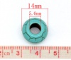 Bild von Türkis ( Synthetisch ) Charm-Perlen mit großem Loch im europäischen Stil Grün Rund Spalte  14mm D., Loch: Ca. 5.6mm, 30 Stück