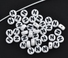 Picture of Acrylic Spacer Beads Round White Alphabet/ Letter "N" About 7mm Dia, Hole: Approx 1mm, 500 PCs
