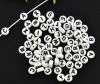Picture of Acrylic Spacer Beads Round White Mixed Alphabet/ Letter "A-Z" About 7mm Dia, Hole: Approx 1mm, 520 PCs
