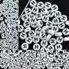 Picture of Acrylic Spacer Beads Round White Mixed Alphabet/ Letter "A-Z" About 7mm Dia, Hole: Approx 1mm, 520 PCs