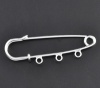 Picture of Silver Plated 3Holes Brooches Findings 7cm, sold per packet of 20