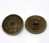 Bild von Zinklegierung Metall Öseknöpfe zum Aufnähen Rund Bronzefarbe Cabochon Fassung (Für 6mm D) 25mm D 20 Stück