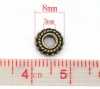 亜鉛合金 スペーサ ビーズ 円形 銅古美メッキ 点パターン 約8mm 直径、 　穴：約3mm、 100 PCs の画像