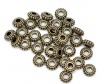 亜鉛合金 スペーサ ビーズ 円形 銅古美メッキ 点パターン 約8mm 直径、 　穴：約3mm、 100 PCs の画像