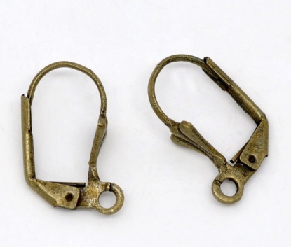 Picture of Copper Lever Back Clips Earring Findings Antique Bronze 17mm( 5/8") x 10mm( 3/8"), 50 PCs