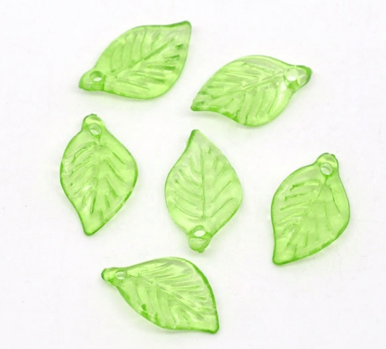 Picture of Acrylic Charms Leaf Light Green 18mm x 11mm, 500 PCs