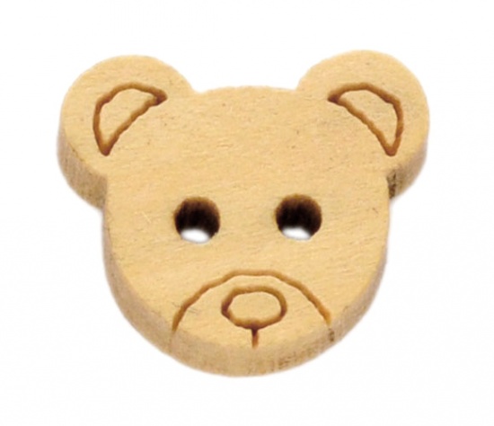 Picture of Wood Sewing Buttons Scrapbooking 2 Holes Teddy Bear Pale Yellow 13x11mm( 4/8" x 3/8"), 200 PCs