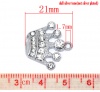 Imagen de Colgantes Aleación + Brillantito de Corona , Tono de Plata Blanco Diamantes de imitación Con Brillantito 21mmx 20mm, 1 Unidad