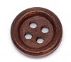 ウッド ボタン 円形 ダークコーヒー 4つ穴 15mm 直径、 150 個 の画像
