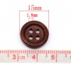 Picture of Wood Sewing Buttons Scrapbooking 4 Holes Round Dark Coffee 15mm( 5/8") Dia, 150 PCs