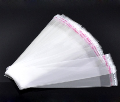 Picture of Plastic Self-Seal Bags Rectangle Transparent (Usable Space: 11x3.5cm) 14cm x3.5cm(5 4/8" x1 3/8"), 200 PCs