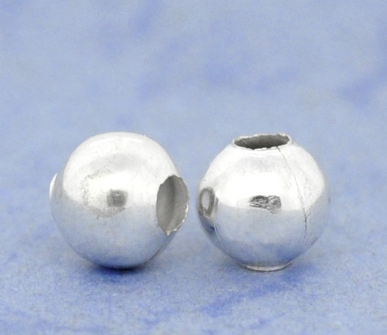 Picture of Alloy Spacer Beads Ball Silver Plated About 6mm Dia, Hole:Approx 2.2mm, 200 PCs