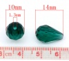 Immagine di Vetro Sciolto Perline Goccia Buco Verde Sfaccettato Circa 14mm x 10mm, Foro: Circa 1.3mm, 30 Pz