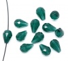 Immagine di Vetro Sciolto Perline Goccia Buco Verde Sfaccettato Circa 14mm x 10mm, Foro: Circa 1.3mm, 30 Pz