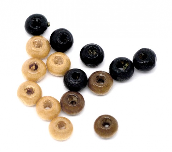 Bild von Holz Zwischenperlen Spacer Perlen Trommel Mix Farben 5mm x3mm - 4mm x3mm, Loch: 1.5mm, 650 Stücke