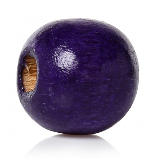 Picture of Wood Spacer Beads Round Violet About 10mm x 9mm, Hole: Approx 3mm, 200 PCs