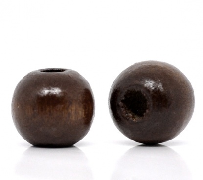 Picture of Wood Spacer Beads Round Coffee About 10mm x 9mm, Hole: Approx 3mm, 200 PCs