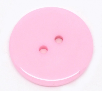 Picture of Resin Sewing Buttons Scrapbooking 2 Holes Round Pink 23mm( 7/8") Dia, 50 PCs