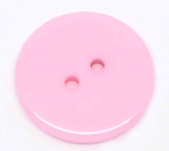 Immagine di Resina Bottone da Cucire ScrapbookBottone Tondo Rosa Due Fori Nulla Disegno 23mm Dia, 50 Pz