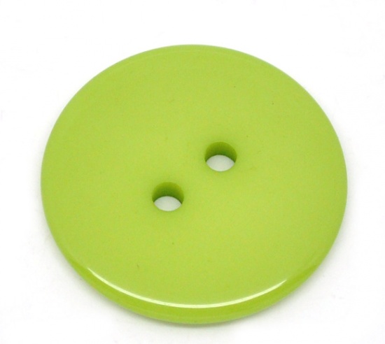 Picture of Resin Sewing Buttons Scrapbooking 2 Holes Round Green 23mm( 7/8") Dia, 50 PCs