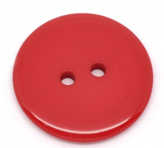 Immagine di Resina Bottone da Cucire ScrapbookBottone Tondo Rosso Due Fori Nulla Disegno 23mm Dia, 50 Pz