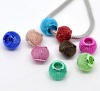 Bild von Eisenlegierung European Stil Charm Großlochperlen Rund Mix Farben etwa 12mm D.etwa 12mm x 10mm, Loch:Ca 5.0mm, 20 Stücke