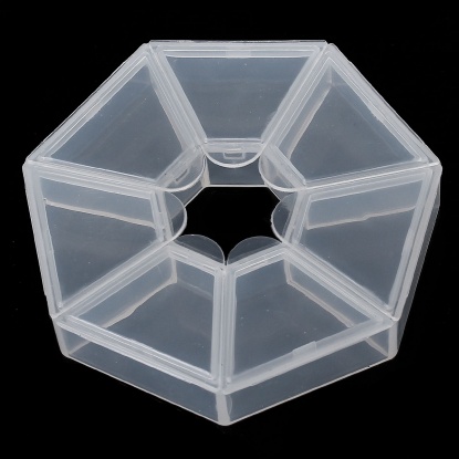 プラスチック製 ビーズ用ケース 収納ホルダー 小物収納 ポリゴン 透明 9cm x 9cm、 2 PCs の画像
