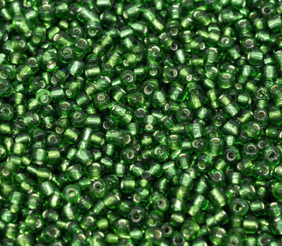 Picture of 7/0 Green Foil Glass Seed Beads Jewelry Making, sold per pack of 450 gram