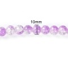 ガラスビーズ 円形 紫 & クリア色 花柄 約 10mm直径、 穴：約 1mm、 80cm長さ、 2 連 （約 85PCS /一連） の画像
