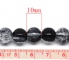 ガラスビーズ 円形 黒 & クリア色 花柄 約 10mm直径、 穴：約 1mm、 80cm長さ、 2 連 （約 85PCS /一連） の画像