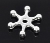 Picture of Zinc Based Alloy Spacer Beads Snowflake Silver Plated About 12mm x 12mm, Hole:Approx 1.3mm, 100 PCs
