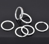 Picture of Iron Based Alloy Keychain & Keyring Round Silver Plated 3cm Dia, 10 PCs