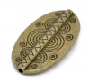 Image de Perle en Alliage de Zinc Ovale Bronze Antique 37mm x 22mm, Taille de Trou: 2mm, 10 PCs