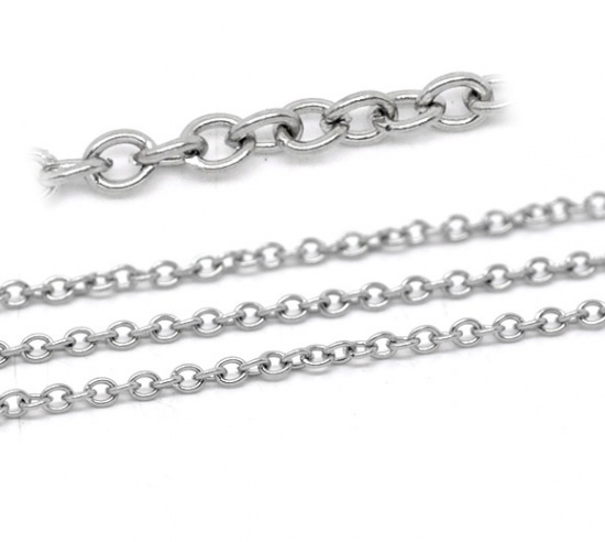 Immagine di Acciaio Inossidabile Collegamenti Cavo Catena Tono Argento 3x2.5mm, 5M