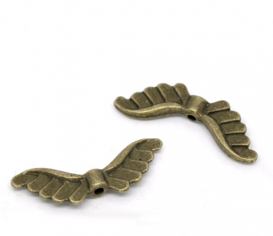 Picture of Zinc Based Alloy Spacer Beads Angel Wing Antique Bronze About 24mm x 8mm, Hole:Approx 1.5mm, 50 PCs