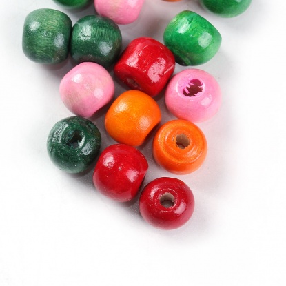 Picture of Mixed Dyed Round Wood Spacer Beads 10x9mm, sold per packet of 500