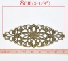 Picture of Filigree Stamping Embellishments Findings Oval Antique Bronze Flower Hollow Pattern 8cm(3 1/8") x 3.5cm(1 3/8"), 30 PCs