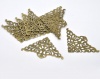 Picture of Antique Bronze Filigree Stamping Triangle Wraps Connectors 4.8x7.5cm, sold per packet of 30