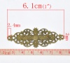 Image de Connecteurs de Bijoux Estampe en Filigrane Creux en Alliage de Zinc Vigne de Fleurs Bronze Antique Plaqué 61mm x 24mm, 6 Pcs