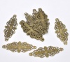 Bild von Filigran Stempel Antik Bronzen Blume Verbinder Verschlüsse 61mm x 24mm, 50 Stücke