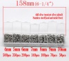 Picture of 304 Stainless Steel Open Jump Rings Round Mixed Silver Tone 4mm(2/8") Dia-10mm(3/8") Dia, 1 Box (1410 PCs Assorted)