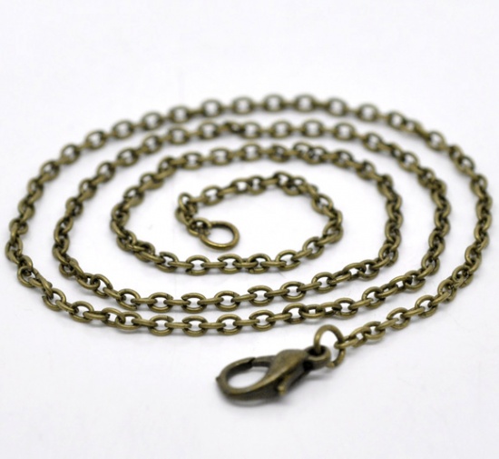 Picture of Iron Based Alloy Link Cable Chain Necklace Antique Bronze 45.6cm(18") long, Chain Size: 2x3mm(1/8"x1/8"), 12 PCs