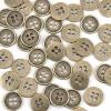 Bild von Zinklegierung Metall Knöpfe zum Aufnähen 4 Löcher Rund Bronzefarbe 13mm D 50 Stück