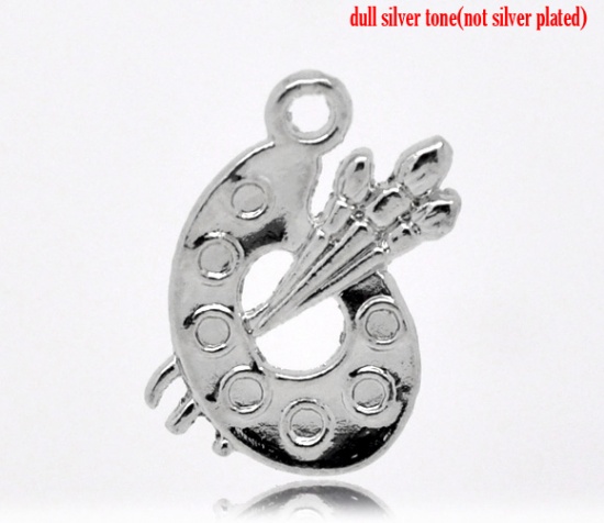 Picture of Graduation Jewelry Zinc Based Alloy Charms Palette Painting Silver Tone 17mmx 12mm, 50 PCs