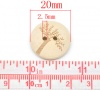 Picture of Natural Wood Sewing Buttons Scrapbooking 2 Holes Round Tree Pattern 20mm( 6/8") Dia, 50 PCs